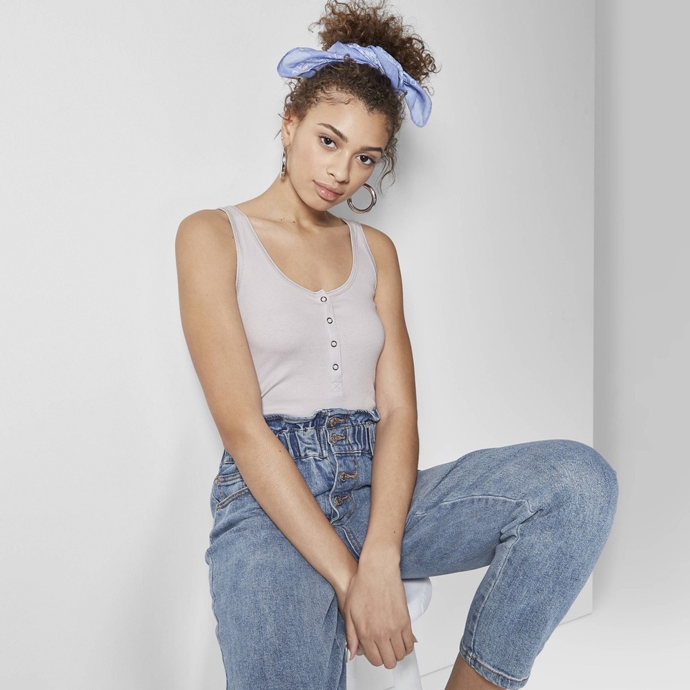 Wild Fable Women’s Cropped Snap Placket Tank Top